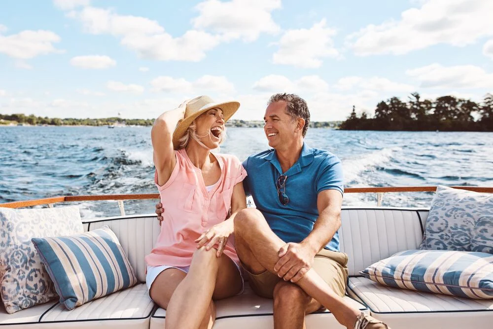 Elderly couple on a ship